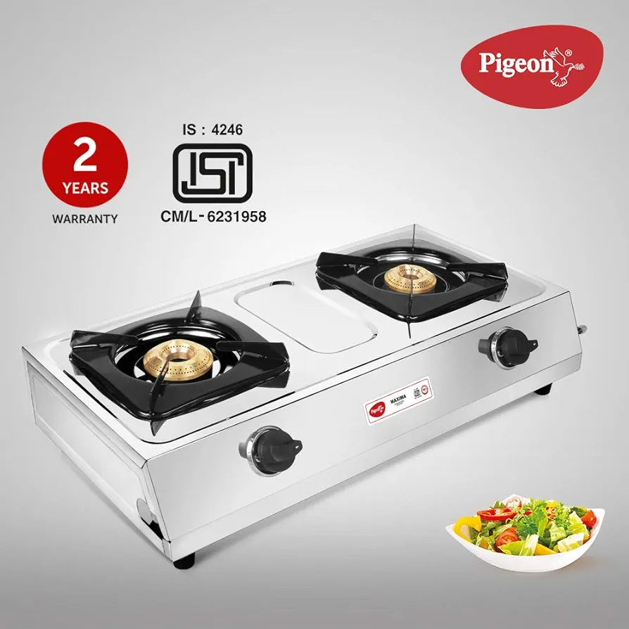PIGEON 12312 SS MAXIMA 2BURNER LPG STOVE STAINLLESS STEEL PIGEON 12312 SS MAXIMA 2BURNER LPG STOVE STAINLLESS STEEL